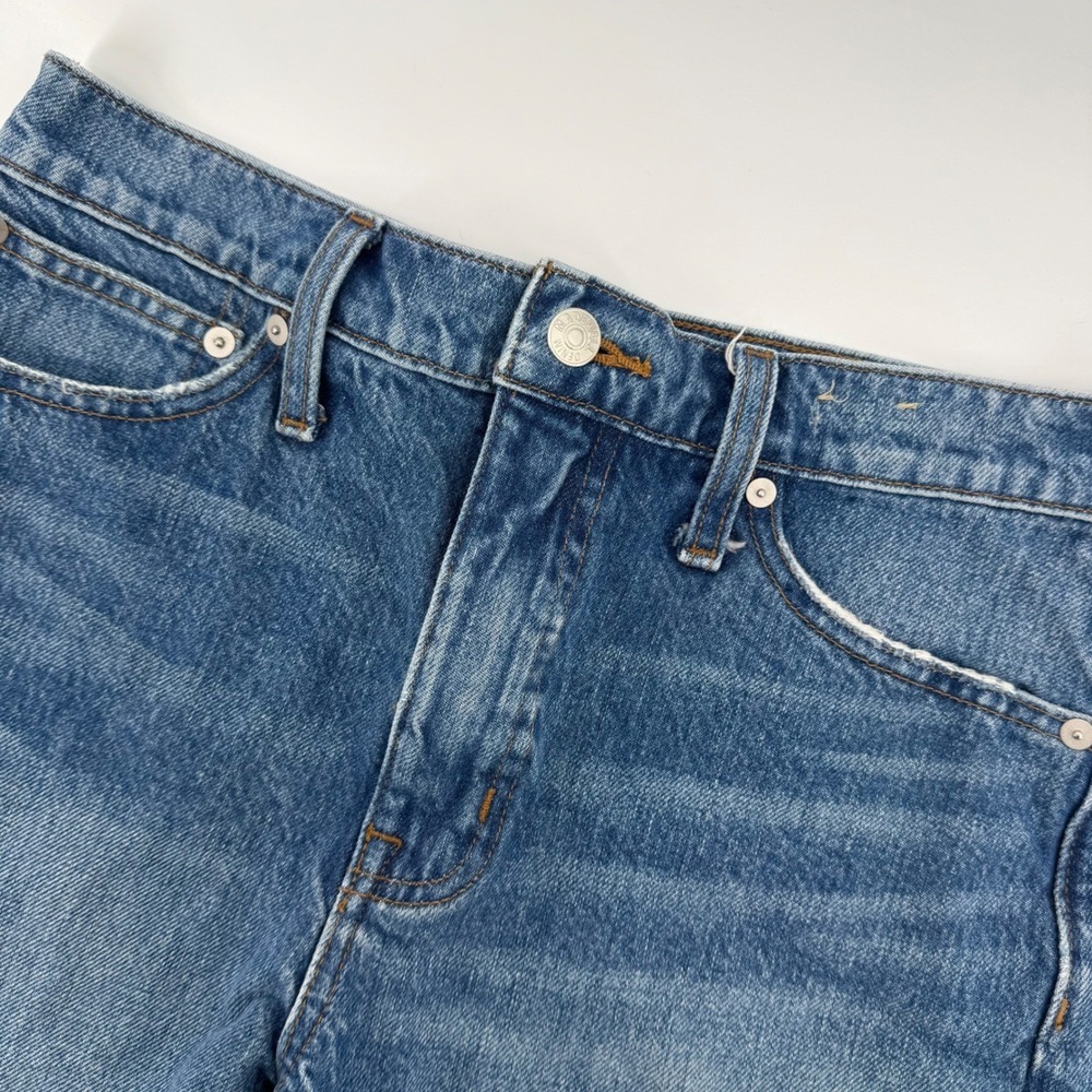 Madewell Relaxed Mid-Length Denim Shorts Women 25 Blue Raw Hem High Rise Cotton